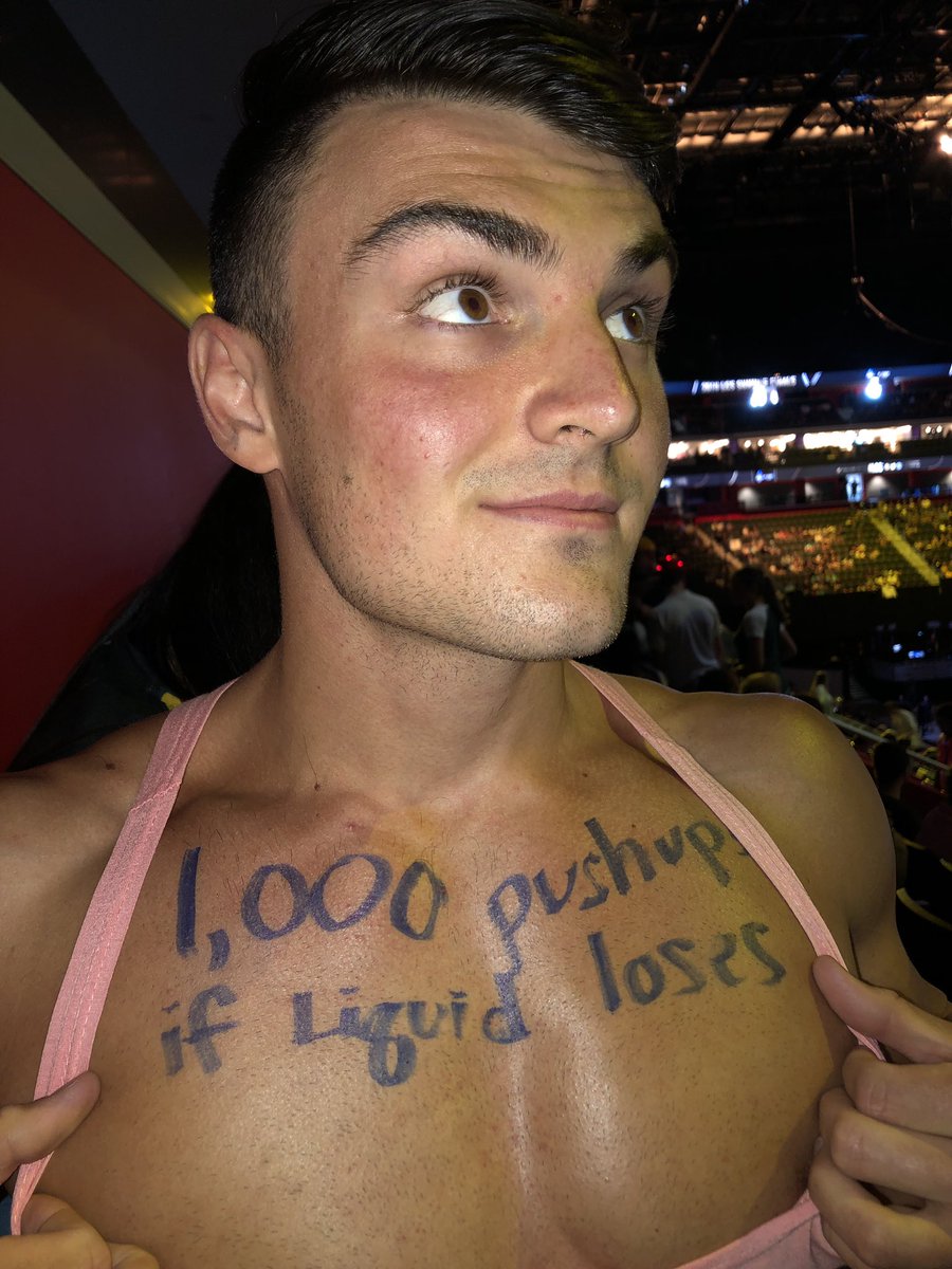 Dylan_Thomas2's tweet photo. 1000 pushups if team liquid loses. Willing to get on stage and die. @Yassuo #ALLIN #TLWIN #LCS #lcsfinals #tyler1WILLGETFLEXEDON https://t.co/Cmdeitl04J