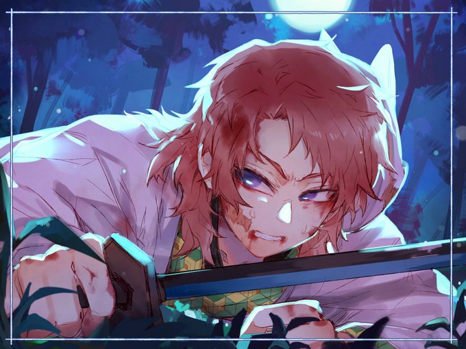 NongDarnさんがTwitterに投稿した錆兎(鬼滅の刃)のイラスト。