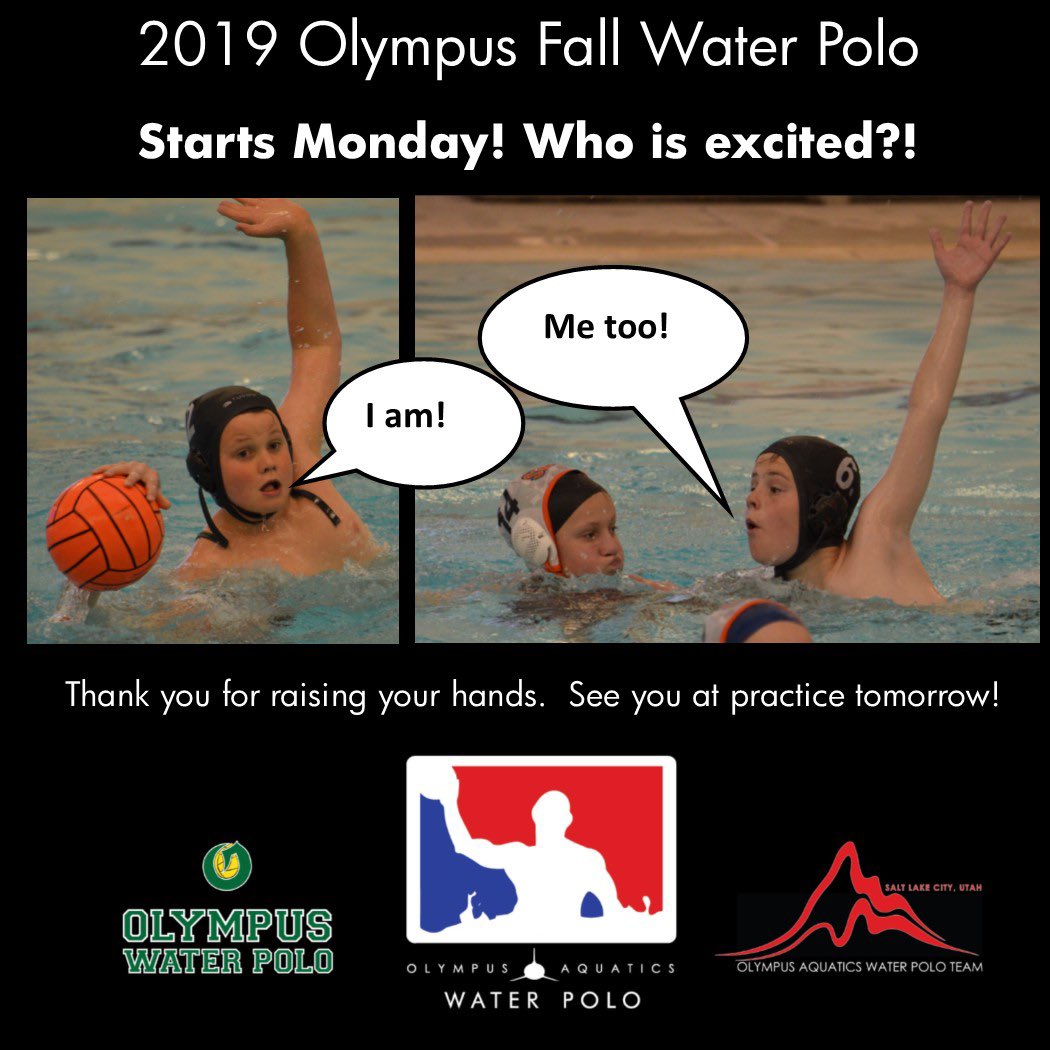 Practice starts tomorrow!  Here we go!  Check email, GroupMe or website for the weekly update!  Here we go! #olympuswaterpolo