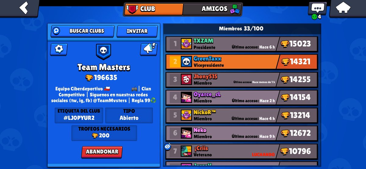 GreenTaxx's tweet photo. [Brawl Stars]

Gente, junto a @TXZAM17 estamos buscando jugadores competitivos para @TeamMvsters. Como requisitos pedimos que tenga Discord y que tenga +2.500 victorias en 3c3. Dejo aquí nuestras estadísticas y nuestro clan por si se quieren unir.
Se agradece el RT🙇‍♂️
#BrawlStars https://t.co/5degSHxBjQ