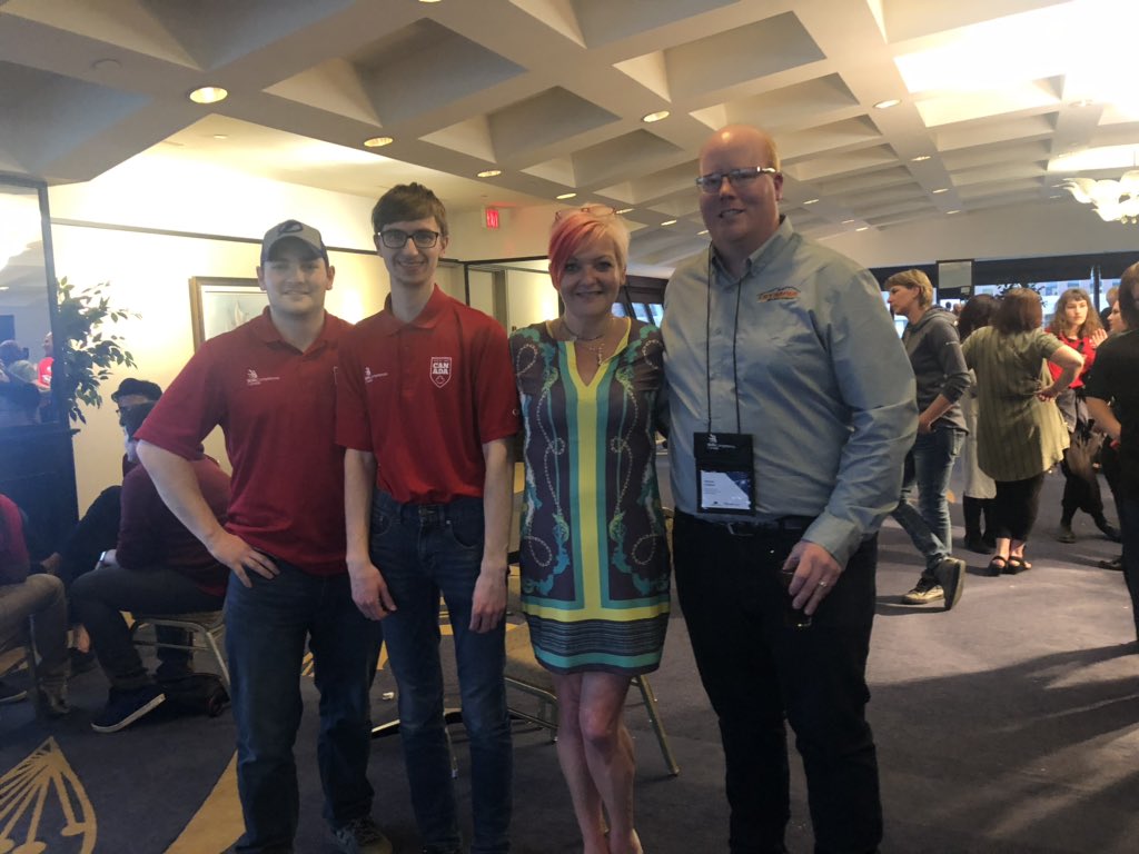 skillscanadapei's tweet photo. Throwback to the eve PEI’s rockstars found out they were SKILLSSTARS! All of PEI is wishing you luck on day 4 of competition Robbie and Justin! #SkilledTrade #WSTC2019 @Skills_Canada @PSBPEI @WorldSkills @CBCPEI  @wcallbeck https://t.co/0lBPVTU6us