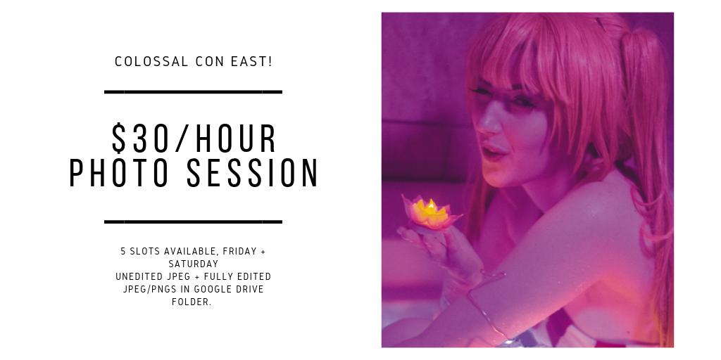rushingrabbits's tweet photo. Need a photographer last minute? I got Friday and Saturday slots open! $30/hr for 1-2 people, ask for rates for group shoots!
#colossalconeast #colossalcon2019 #CCE2019 #colossalcon2019 https://t.co/6WjGIdZ4EJ
