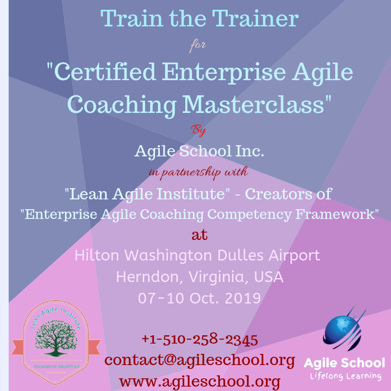 ravneetkj's tweet photo. Train the Trainer for Certified Enterprise Agile Coaching Masterclass at Washington D.C. 07-10 Oct. 2019. Please register on  https://t.co/duP13sDz3W or visit https://t.co/SbAux34Aj7 
#agiletransformation #herndon #enterpriseagility #enterpriseagilecoach #agilecoaching https://t.co/rQCGMKMJSS