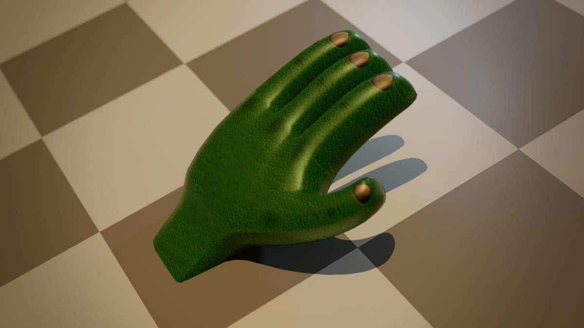 This is shonky as hell, but I modeled/textured it by myself in five minutes without a tutorial so I& #39;m starting to feel braver.Next step - I need to find out how to bump map/specular. Even before I begin working out animation etc. I can& #39;t be dealing with that plastic shine.