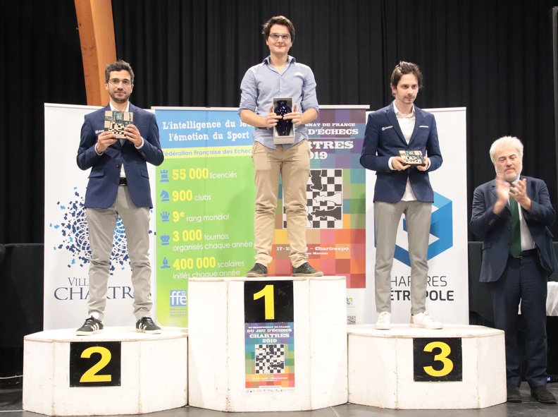 usefulchess's tweet photo. French Champ. National : Lagarde is the champion. 2-Fressinet , 3-Moussard https://t.co/1sw91PIlg9 #chess #Chartres2019 ( Photo from https://t.co/rctPpoxjWx ) https://t.co/q2sOSZAii4
