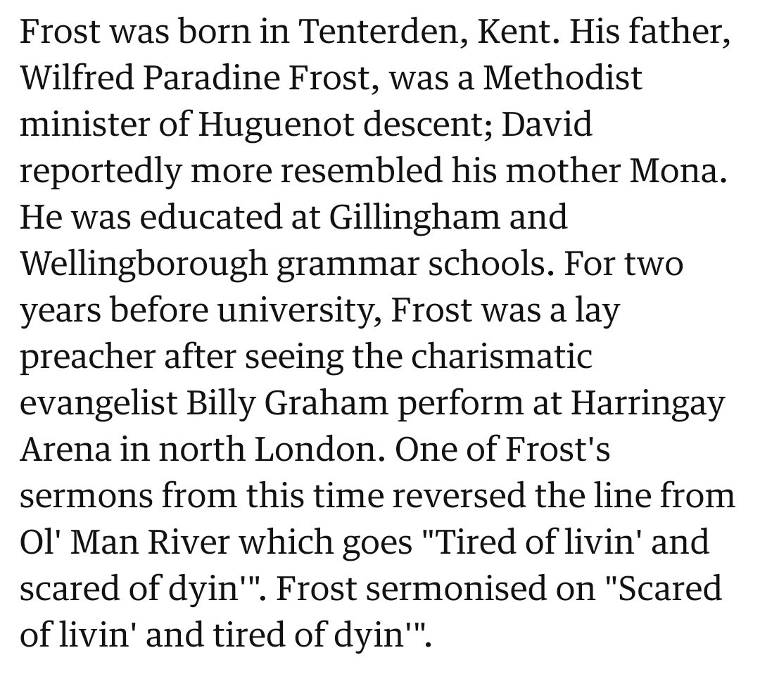 David Paradine Frost, TV personality and interviewer, married the daughter of the Duke of Norfolk. Not only was he on Epstein's list, he also featured, together with the Duke, on the RAINS list of persons with links to satanic ritual abuse.