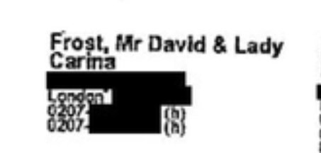 David Paradine Frost, TV personality and interviewer, married the daughter of the Duke of Norfolk. Not only was he on Epstein's list, he also featured, together with the Duke, on the RAINS list of persons with links to satanic ritual abuse.