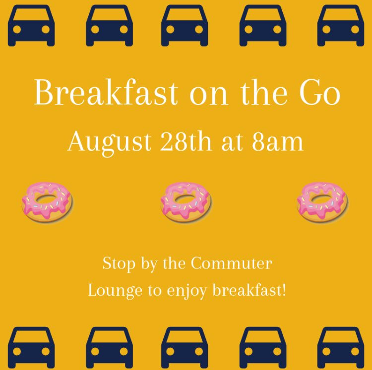 Stop by the commuter lounge for the first Breakfast on the Go this Wednesday! 😆 🍩 🥯