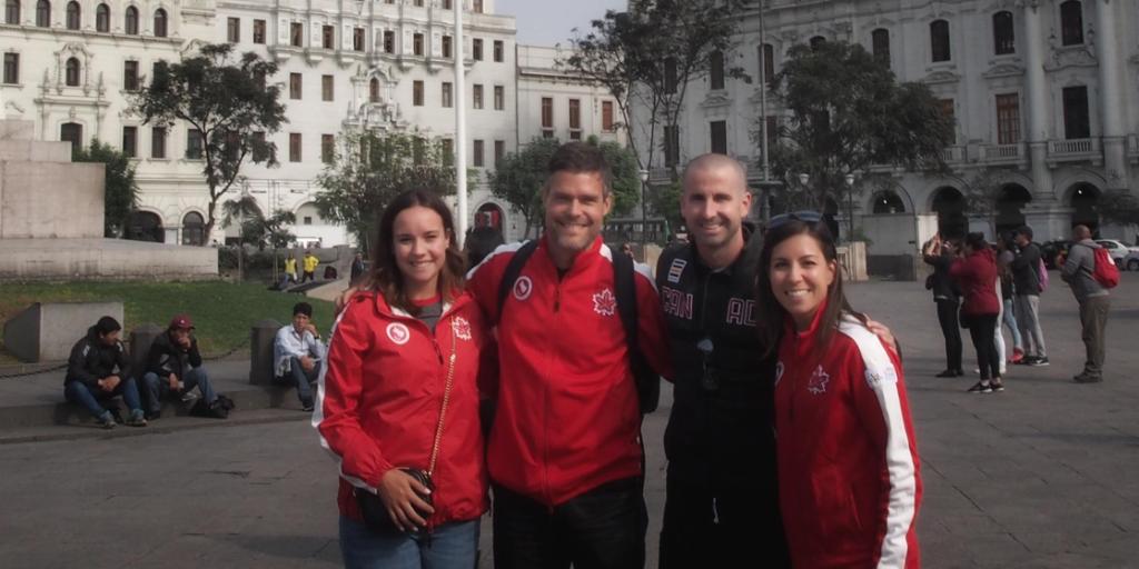 PfizerCA's tweet photo. Look who #PfizerColleagues ran into at the Parapan American games! @CDNParalympics ambassador and sitting volleyball Paralympian @Shacarra99, and 20-time Paralympic medalist in swimming @benhuot at #Lima2019. https://t.co/qGQiJtywZ6