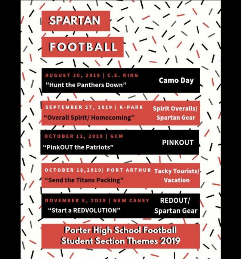 PHS_STUDENTSEC_'s tweet photo. Make sure y’all show your spirit and participate in the student section themes!!!⚪️⚫️🔴 https://t.co/qfnCNtWp7n