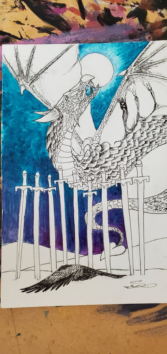 9 of Wands,  Ravyness Drakon Tarot 

Tarot deck in Progress.

#raven #tarotlover #tarot #illustration #tarotcommunity #tarotcreator #illustrations #illustrationsketch #dragon #tarottribe #ravynessdrakon #ravenart #illustratoroninstagram #paintinginprogress