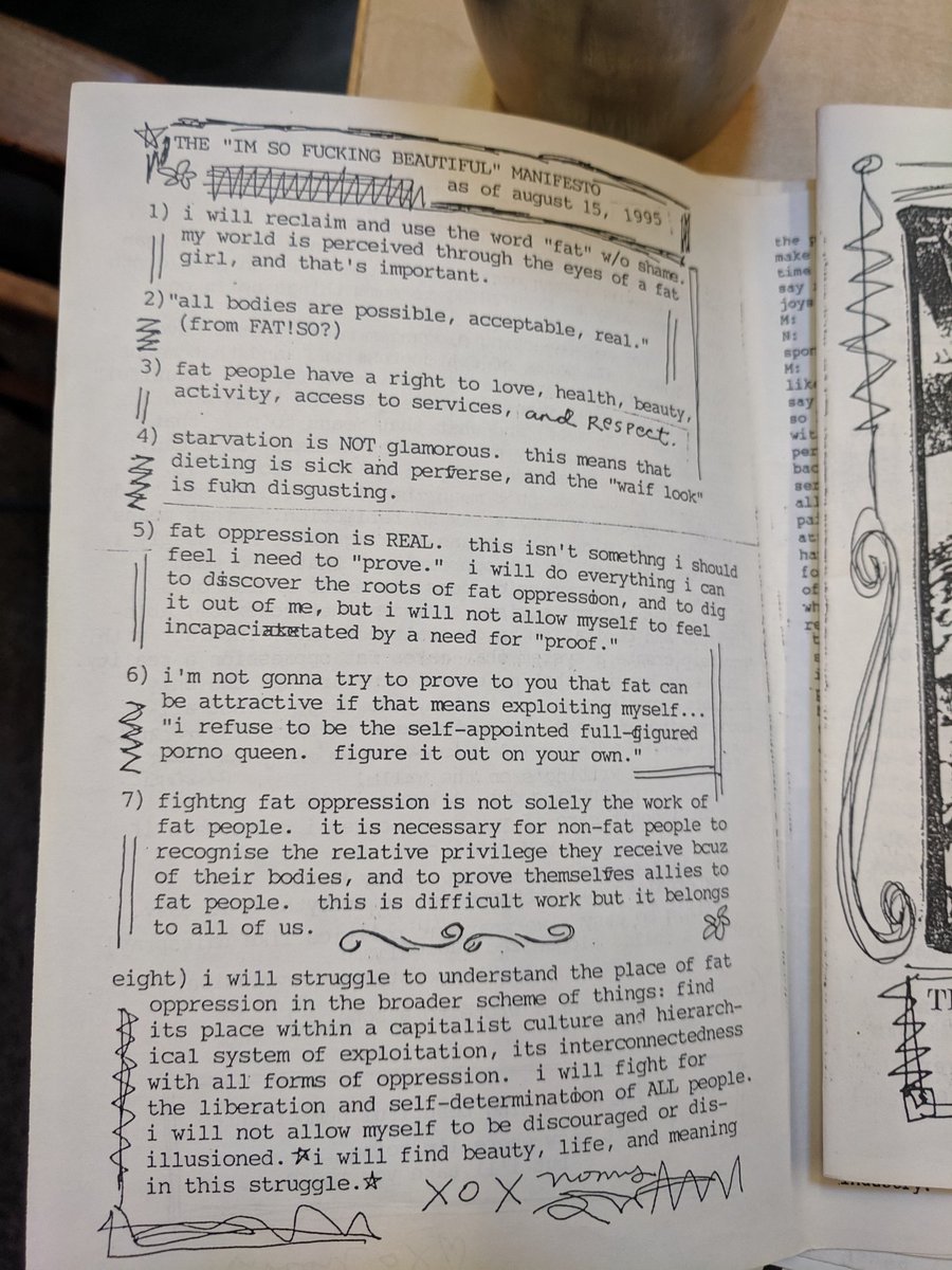 lizhenry's tweet image. The I&apos;m so fucking beautiful manifesto as of August 15 1995 by Nomy Lamm #prelingerwiki