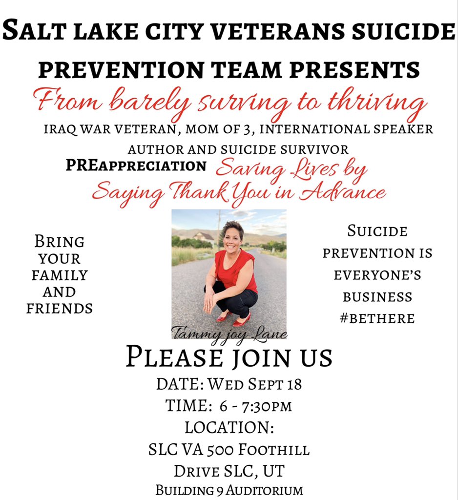 #suicideawareness #utah #va #KindnessMatters #preappreciation #eventsinslc <a href="/codeofvets/">Gretchen Smith</a> you’re invited <a href="/wiscombemusic/">Andrew Wiscombe</a>