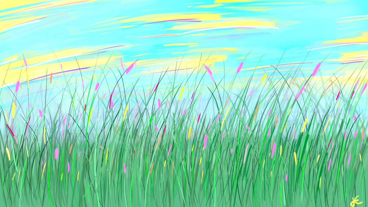 A painting I made today as an exploration around a stylized flowery grassy meadow as game concept art. #art #digitalart #gamedev #painting #indiegamedev