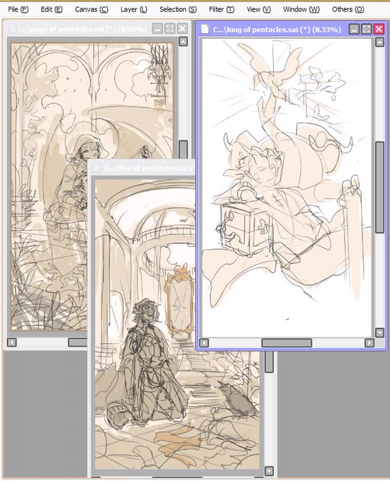 [works in progress - suit of pentacles] #aesthetic #sketches #tarots 