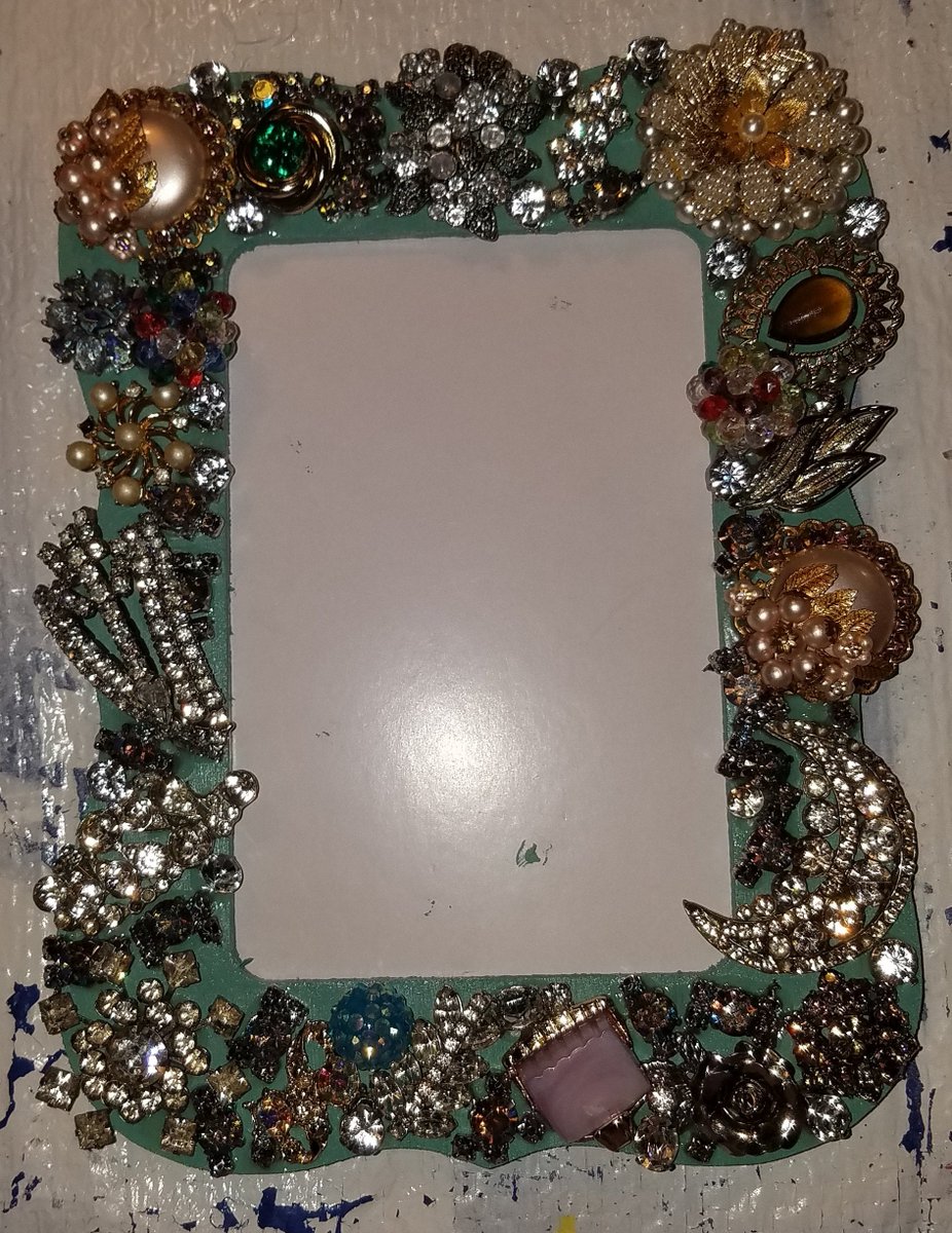 Excited to share the latest addition to my #etsy shop: Rhinestone Jeweled Repurposed Jewelry Mosaic Hanging Picture Frame etsy.me/30IyWK1 #weddings #4x6 #blingglam #pictureframe #jeweled #jewelry #rhinestone #oldjewelry #antiquejewelry