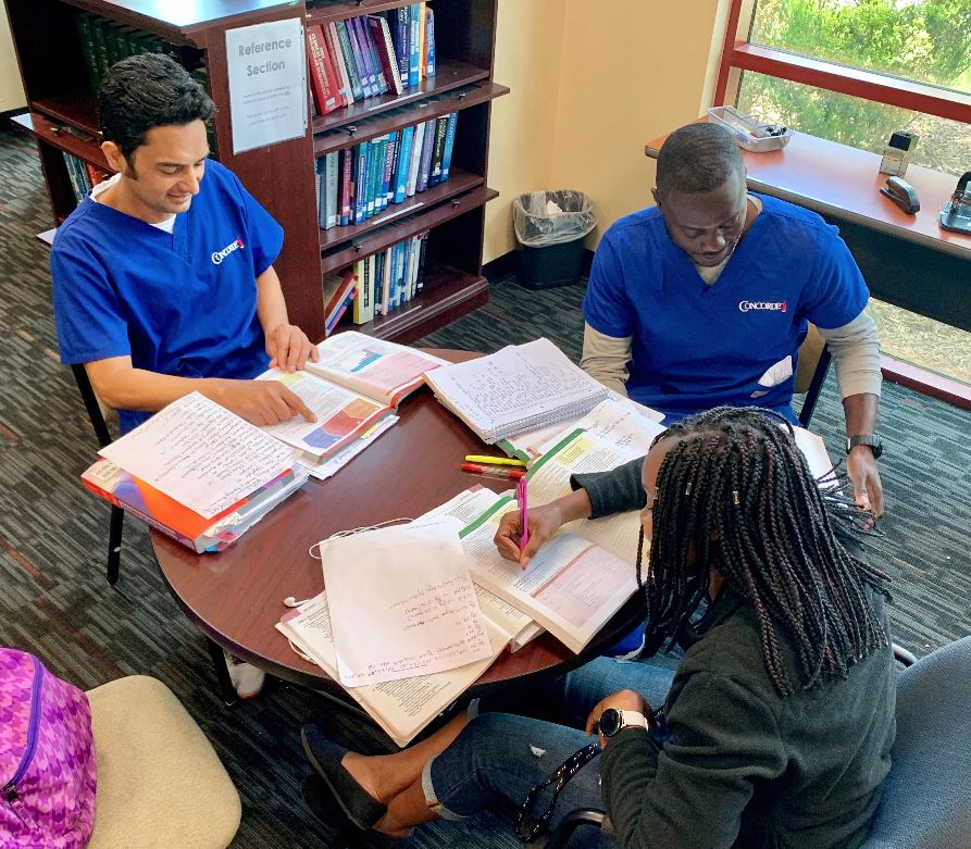 ConcordeCareer's tweet image. #StudySesh: We love this shot of a group of #StudyBuddies hard-at-work in #MiramarFL library. Give a shout-out to your #CareerTraining bestie!