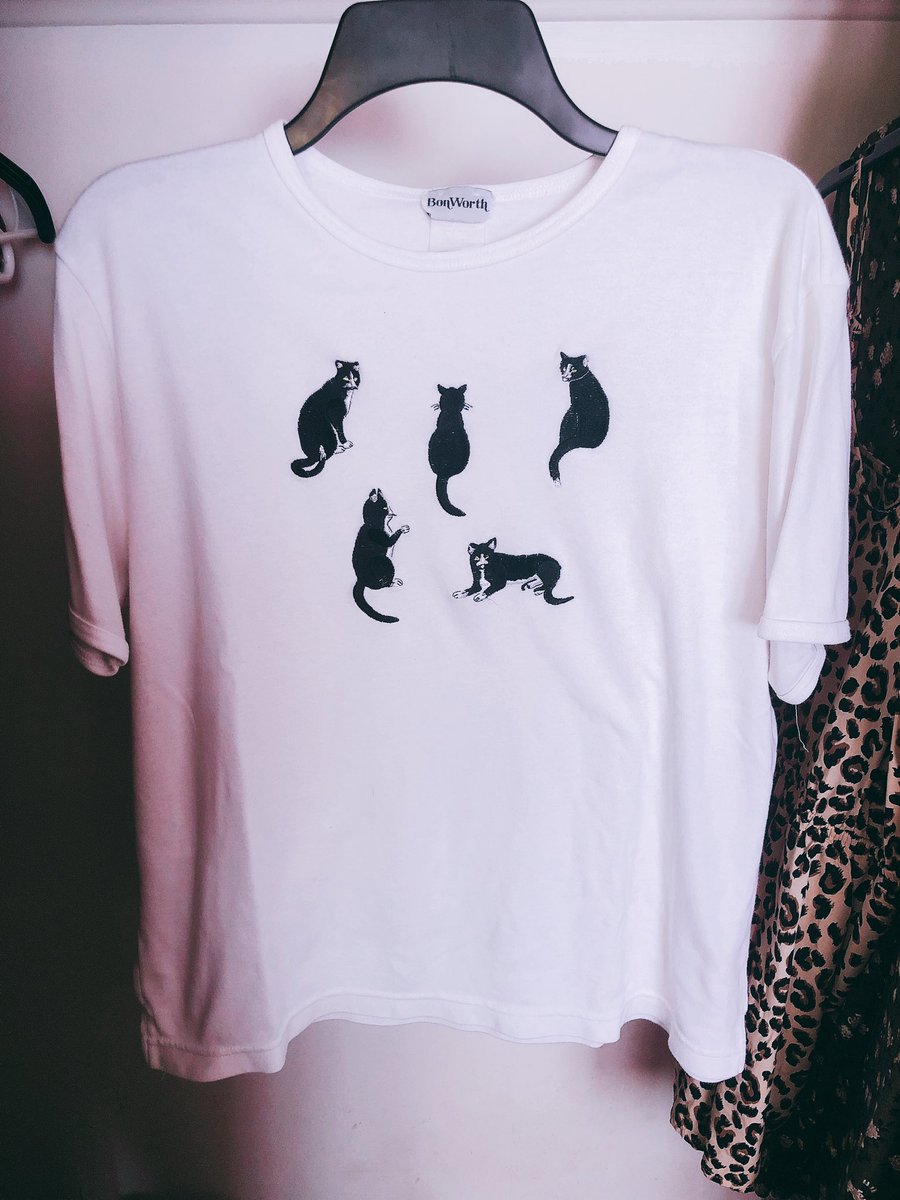 angelabosnjak's tweet photo. 2 years ago our cat, andy, passed away from FIP at 11 months. a week after, i found this shirt at a thrift store. maybe it was just a coincidence, but it even has green eyes, just like him :”) rip andy i miss you every day, the world’s best cat. https://t.co/KZkKZ8R02h