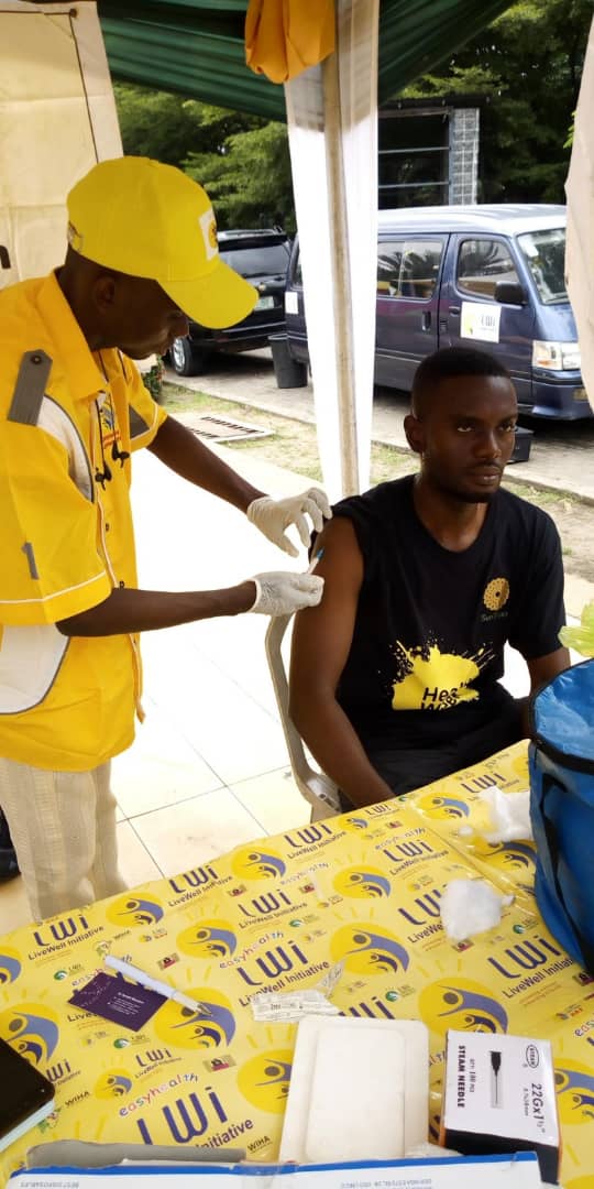 Hepatitis B Vaccination at the SunTrust Bank Health Fair.
<a href="/SunTrustNG/">SunTrust Bank Nigeria Limited</a> #Family #HealthFair yesterday at Victoria Island Lagos.
<a href="/L_W_I/">LiveWell Initiative</a> <a href="/WIHA_NG/">WIHA</a> <a href="/WIHA_NG2/">#WIHA</a> 
#Wellness #Fitness #Fun #Health
Theme 'You have a Role to Play'
#HealthforAll 
#CORPORATEHEALTH 
#EmployeeEngagement
<a href="/CSOs4UHC/">CSEM (UHC2030 Civil Society Engagement Mechanism)</a>