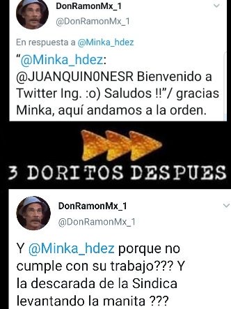 RandyDelux1's tweet photo. @DonRamonMx_1 @Minka_hdez Jajaja 3 doritos despues https://t.co/tZqP6Q9Bza