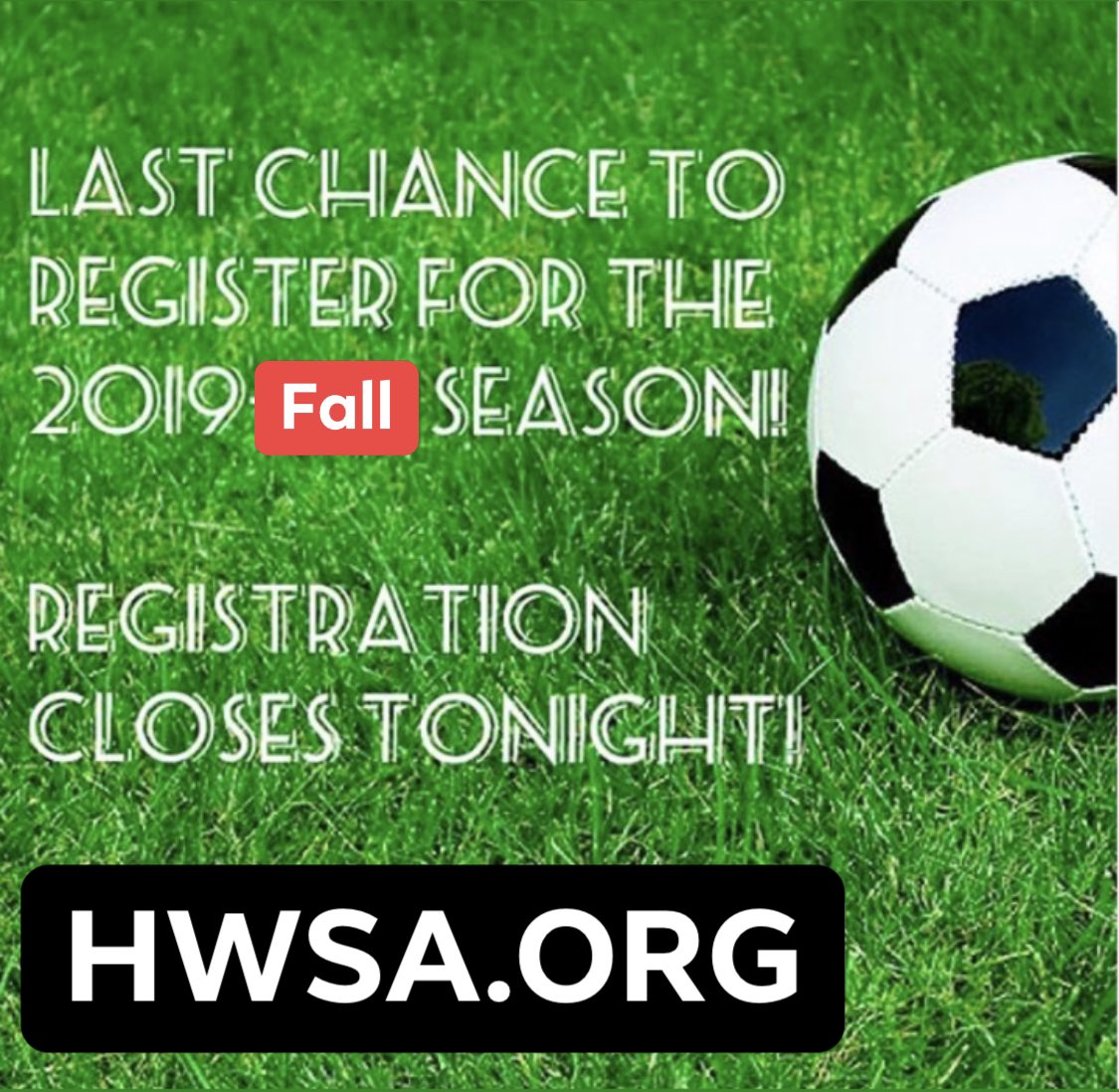 HWSA_Soccer's tweet photo. Team registration closes TONIGHT!!
#dontmissthefun #soccerseason #teamregistration #timeisup #letsplaysoccer #womensoccer #coedsoccer #mondaycoedsoccer #sundaycoedsoccer https://t.co/XjTl5WBOec