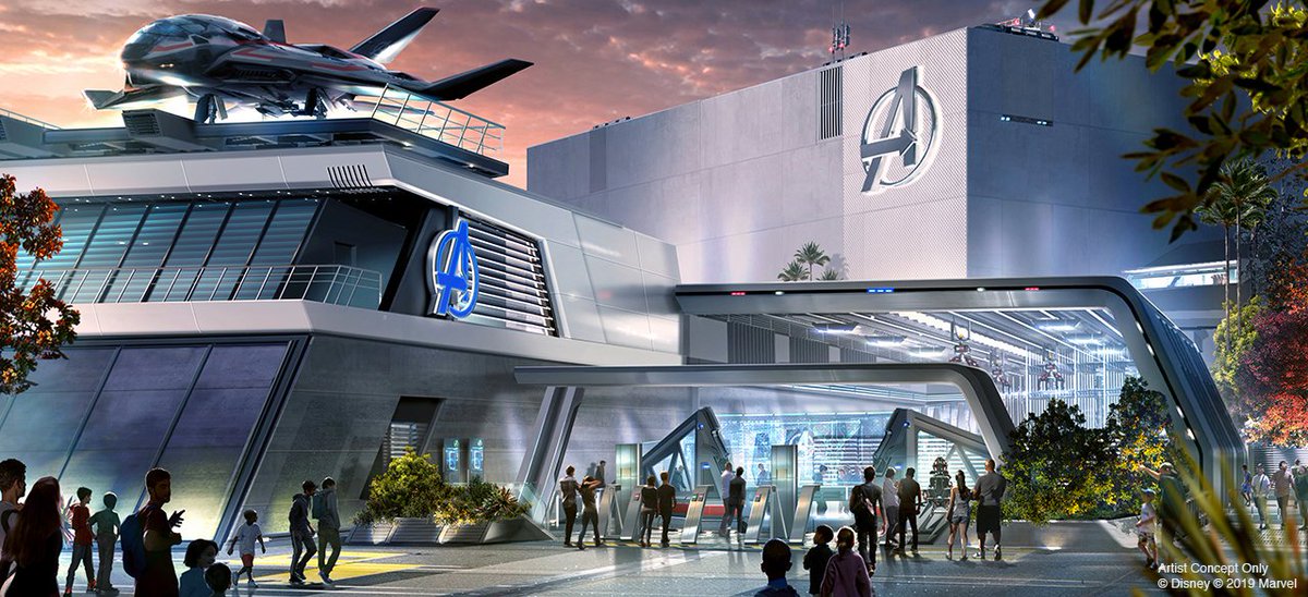 MCU_Direct's tweet photo. A Spider-Man attraction, a Doctor Strange-featured Sanctum, and an interactive Avengers Quinjet ride at the MCU-inspired Avengers Campus at @DisneylandToday (set to open next year) were announced today at the #D23Expo! https://t.co/vTYQa7sHUd