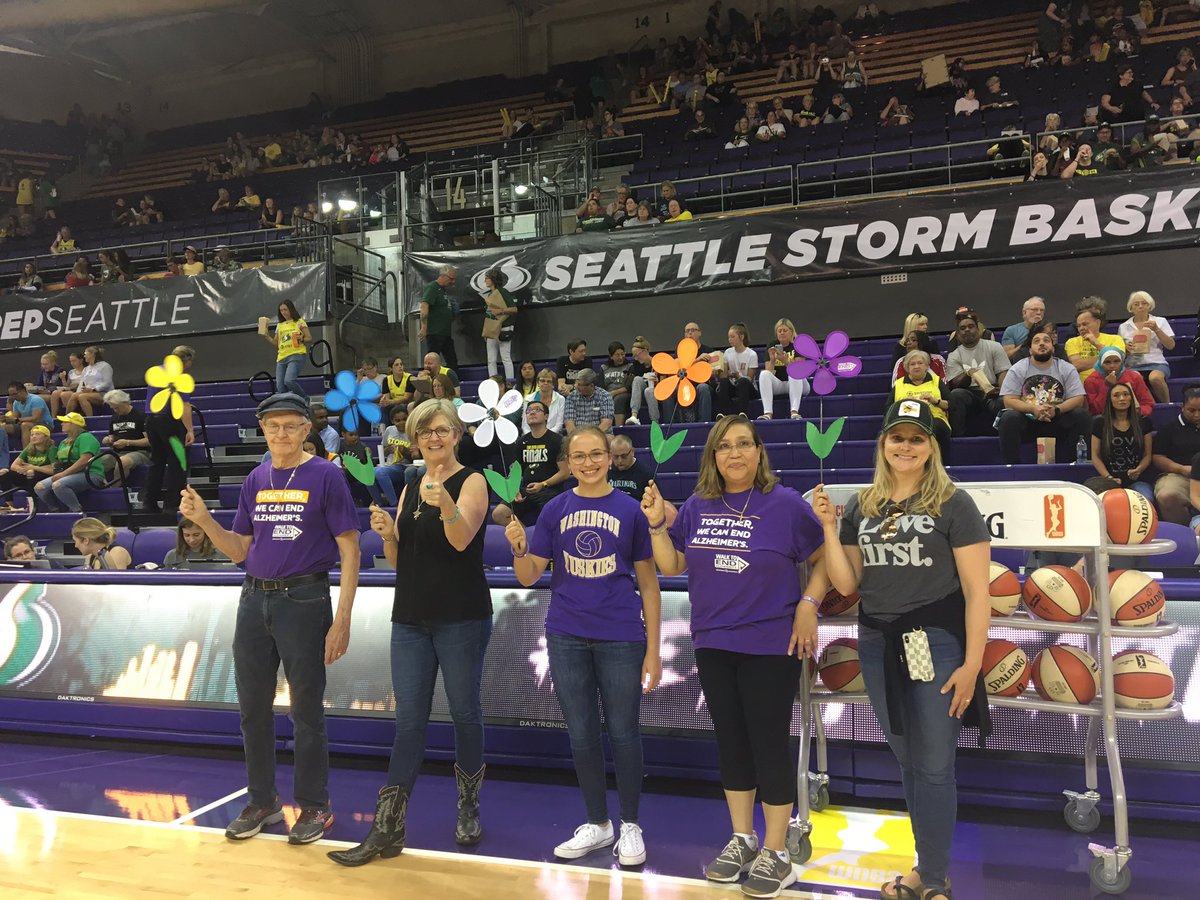 ALZ_WA's tweet image. On the court for Alzheimer’s Awareness night with @seattlestorm #endalz #werepseattle