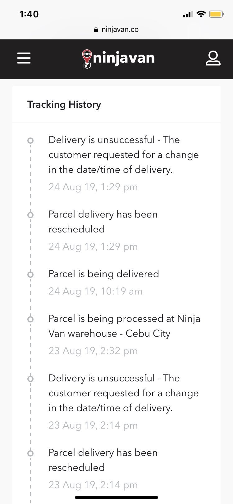 Tracking number ninja van