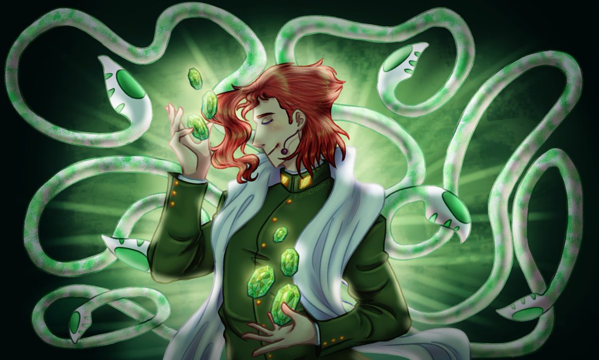 rainbwart's tweet photo. Kakyoin had been requested like 2 times so i wanted to put together something else than a chibi and i really like it ;;

#jjba https://t.co/dr62zcWAXu