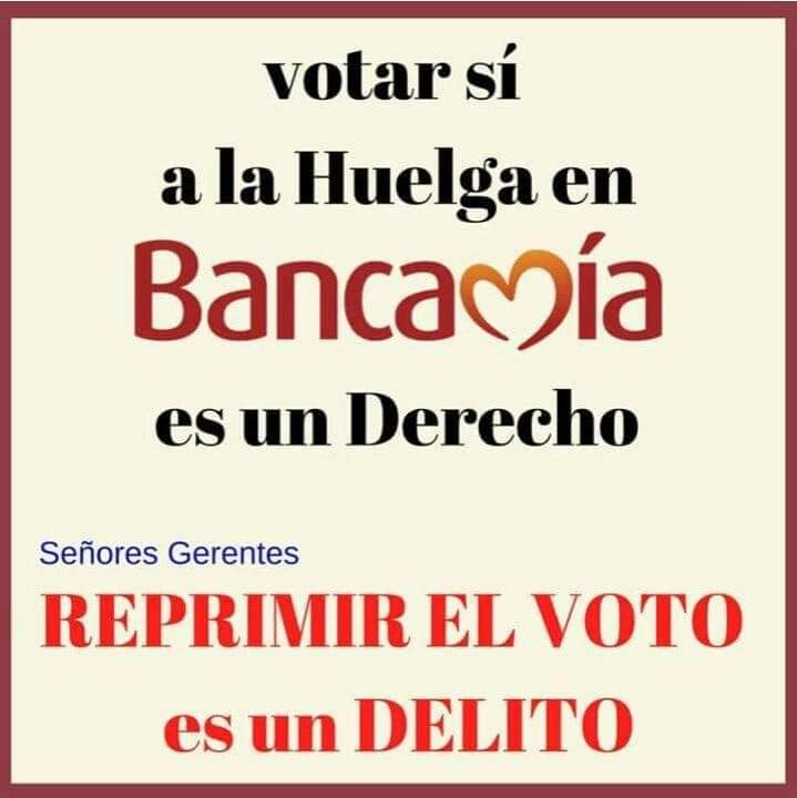 IbarraDimar's tweet photo. #MañanaSeVotaHuelgaEnBancamia https://t.co/Ev9mtQooiM