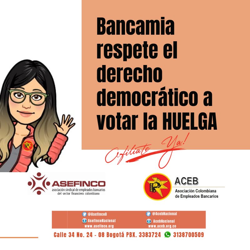 acebnacional's tweet photo. ➡️ Trabajadores Bancamía en Soacha #MañanaSeVotaHuelgaEnBancamia 
@BancamiaOficial por una solución a nuestro Pliego de Peticiones   @diazflorezjohn @ncarolina11
@OLRUIZL @sedagaos @emanuel1089ab @MorenoRaul62 @CaracolRadio @melloherrera1 https://t.co/RQZIbWUyRS