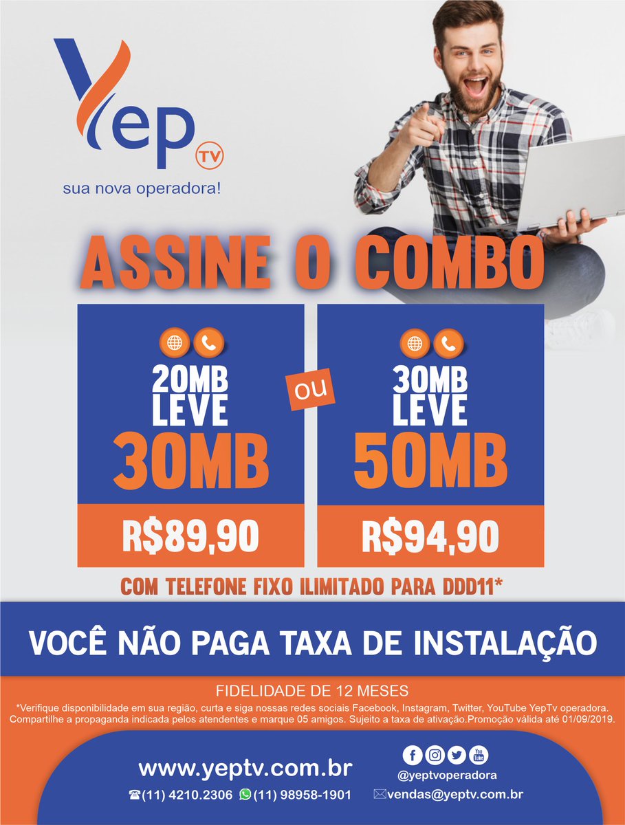 Yeptvoperadora's tweet photo. #internet #fibraoptica #velocidade #yeptv #yep #melhor #diferença #sãopaulo #itaquera #Morgante #cidadetiradentes #guaianases #tenha #escolhas #sim #conexao https://t.co/QO8aFZB1qH