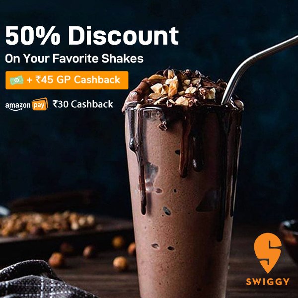 GoPaisaCom's tweet photo. Order Food Online From Swiggy &amp; Get Upto 50% OFF + Rs.30 Amazon Pay Cash + Rs 45 GoPaisa Cashback

Grab the Deal - https://t.co/4IpxNEWfnA

#SwiggyOffers #SwiggyDeals #GoPaisaOffers #GoPaisaDeals #GPOffers #GPDeals https://t.co/6EOEYjEPzJ