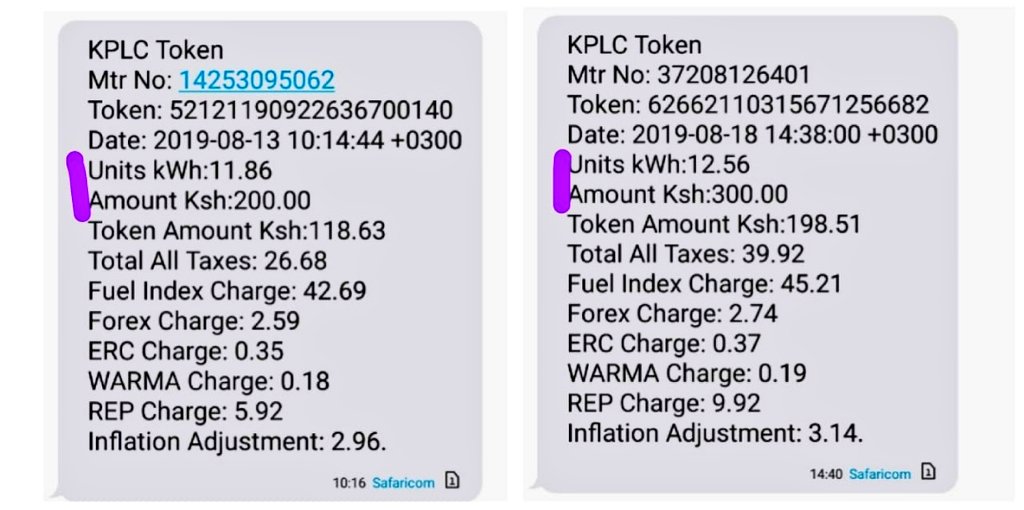 kaytwambui's tweet photo. @KenyaPower_Care kindly explain. First, I had the normal token gadget, then you replaced with unmounted one. Why is billing different? Naumia.. https://t.co/2bgUyPr8H2