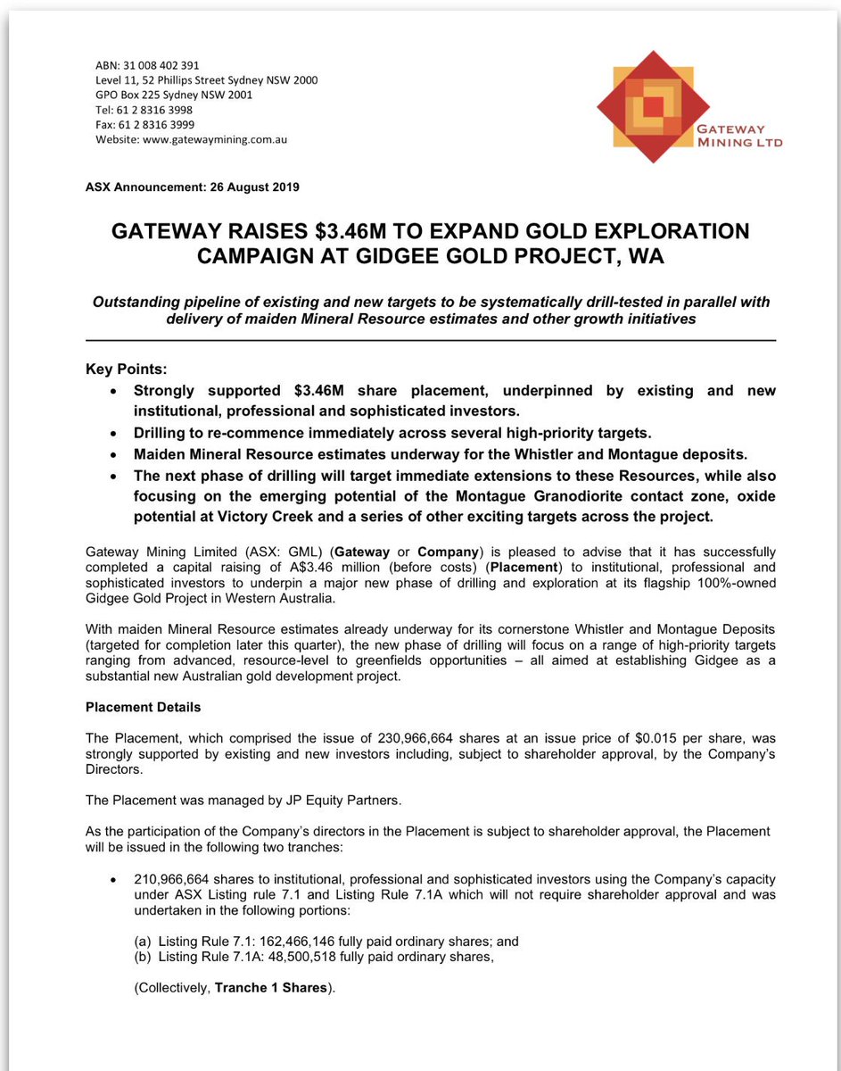nicholas_read's tweet photo. #Gateway Mining cashes up with impressive $3.46m raising to expand #gold exploration campaign at its #Gidgee #gold project in #WA $GML #ASX #gold #exploration #ASX https://t.co/FankSw81Y5