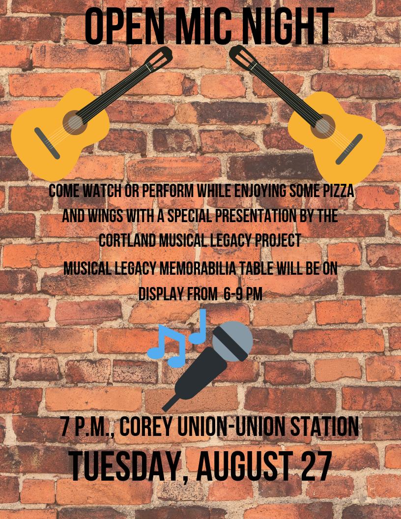 CortlandSAB's tweet photo. Have a talent you want to share? Come on out to open mic to enjoy pizza and wings!! https://t.co/9AihFDrICt