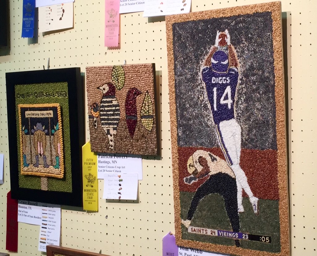 TomWebbMN's tweet image. Even in seeds, @stefondiggs' miracle play is amazing. At the #MnStateFair. @Vikings #CropArt #SeedArt