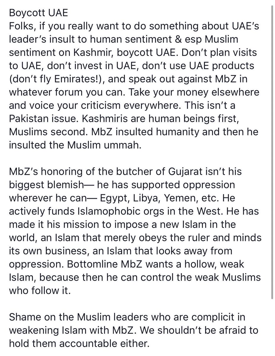 amadshk's tweet photo. #BoycottEmirates — make this hashtag viral
Agree with this message now circulating on WhatsApp.
#KasmiriGenocideByModi #KashmirBleeds https://t.co/dL2JrcibfE