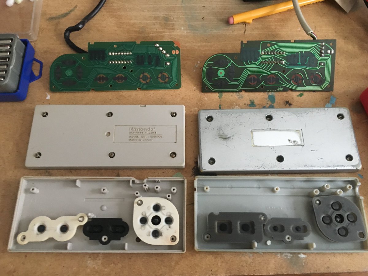 blizzardjesus's tweet photo. Made a NES to Sharp C1 Famicom tv controller adapter. Internally they are similar but have a resister. The controller port is similar to s-video, but 5 pins and no terminator. P2 port is 6 pin with a terminator. So far it works with all but 1 of my nes pads. #sharpc1 #nes #famico https://t.co/W7xGZ75PYp