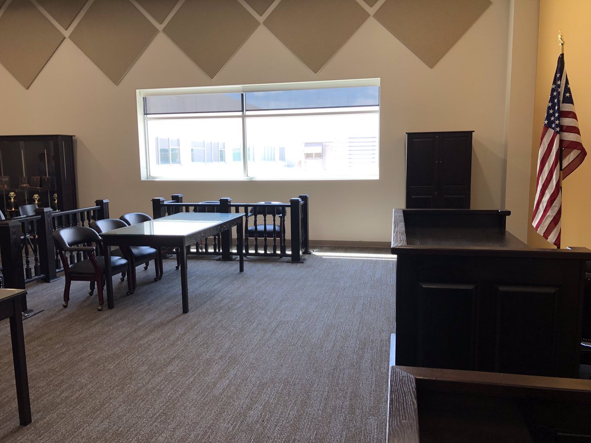 PrestonwoodPCA's tweet photo. Welcome to our beautiful brand new Mock Trial practice courtroom — part of the @EquipPca building renovation! Our top-notch Legal Lions will be even more prepared after practicing in their own court. #mocktrial https://t.co/sLC7rK5UrN