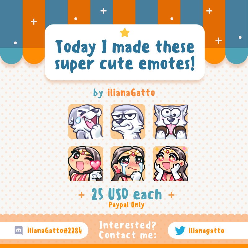 ilianaGatto's tweet photo. Cute emote commissions ~\(^ヮ^)/
Drew them a few days back, hope you like them!
#husky #emote #emoteartist #twitch #discord #youtube #cute #dog #sailormoon #yeahidk https://t.co/8ZRQZm8SkL