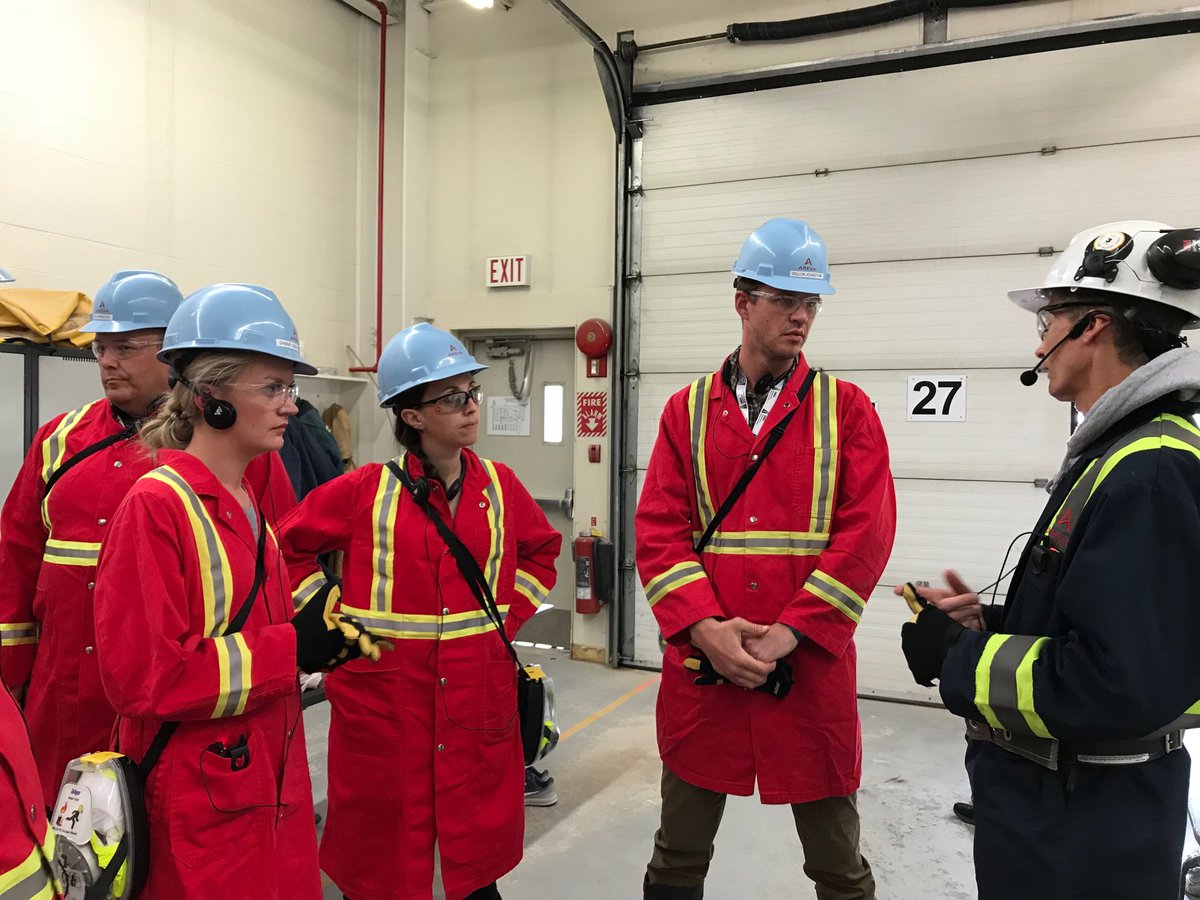 SaskMiningAssoc's tweet image. #Thx to Vincent ⁦GM @oranocanada⁩ #McCleanLake Mill for showing #SMAGeoventure how the processing of high-grade #uranium ore (18%) from #CigarLake Mine is processed -1)Receiving 2)Leaching 3)CCD 4)Solvent Extraction 5)Precipitation 6)Calciner 7)Packaging 8)TMF ⚒1/2
