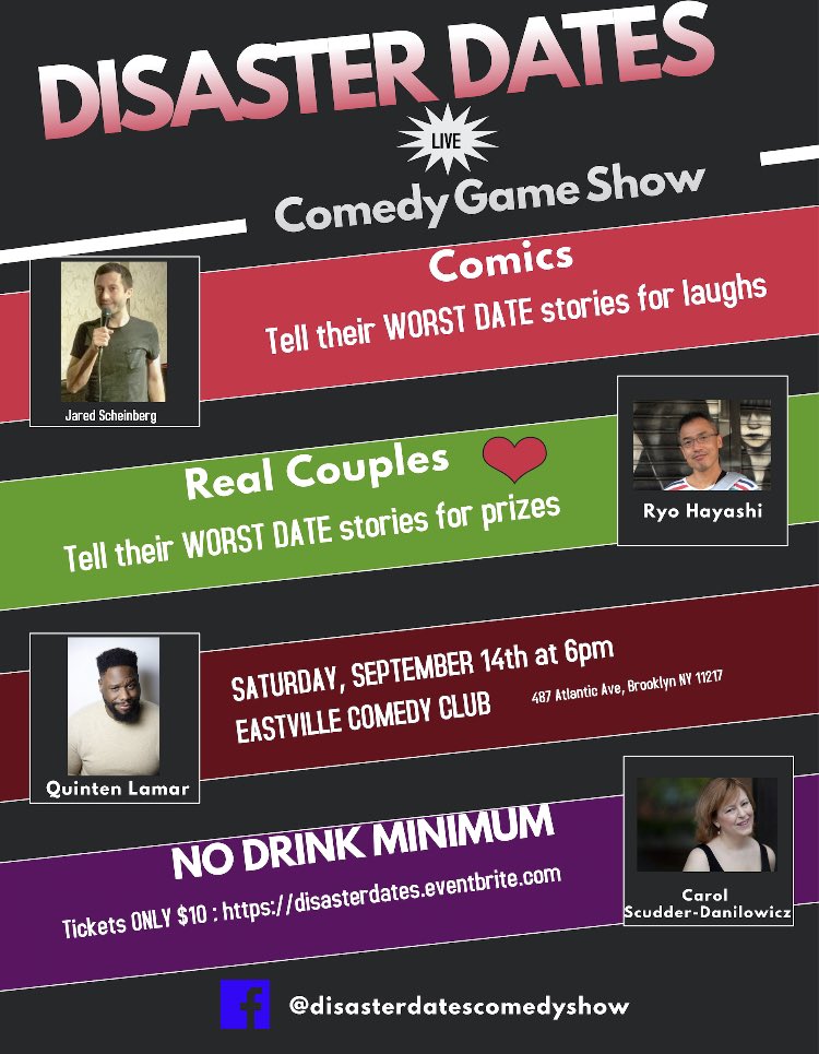 TheQuinLamar's tweet photo. Got a bad dating record? Come be with your people while seeing some really funny comedians and me π #comedy #standup #ny #disasterdates
https://t.co/5YupfPhMbE https://t.co/ujju2T1FJ7