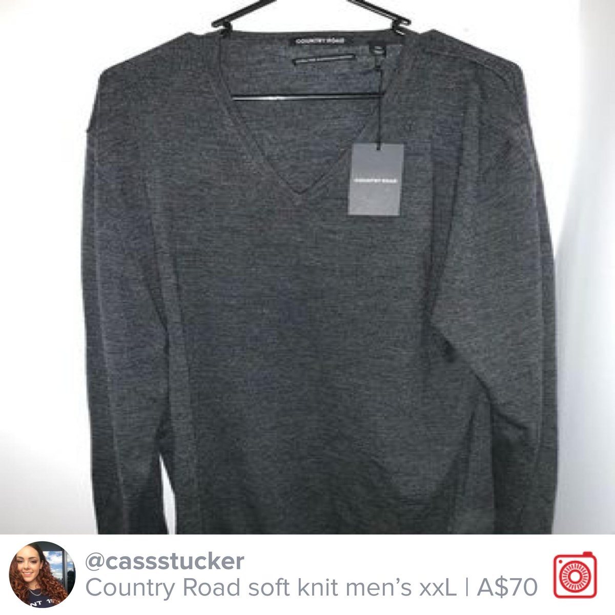cassiieebabe's tweet photo. Selling Country Road soft knit men’s xxL A$70 https://t.co/jvQCxZMk7B #carousell @thecarousell https://t.co/XUFsXncHvK
