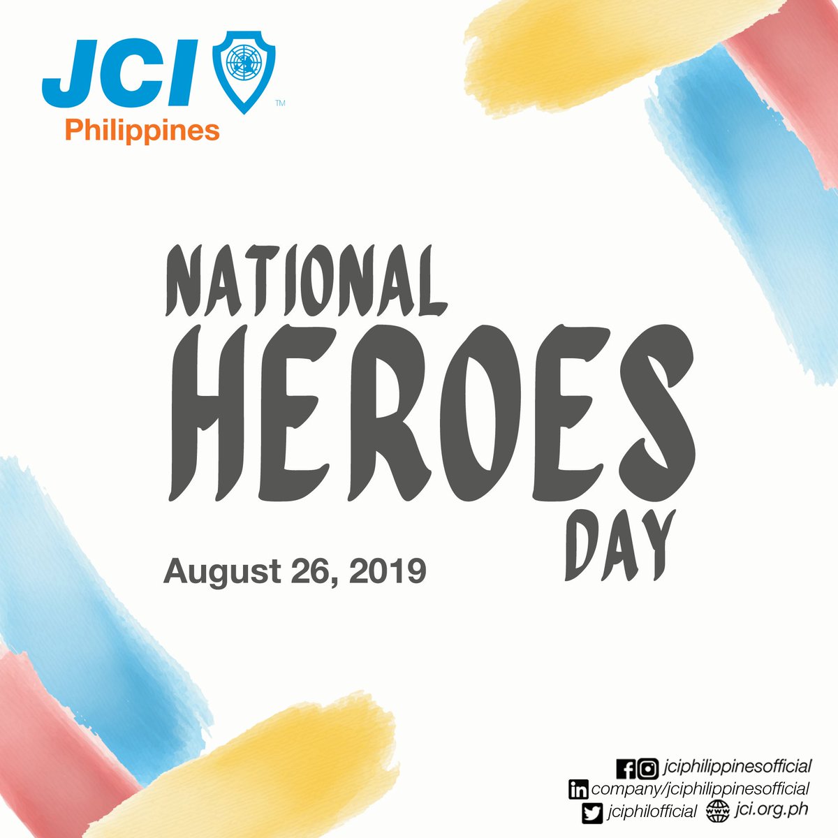 jciphilofficial's tweet photo. We salute our classic and modern-day heroes for being the catalysts of change and goodwill to our Mother Land. Happy National Heroes Day! 
#JCIPhilippines #BeACatalystOfChange https://t.co/o4PFN8MBlQ