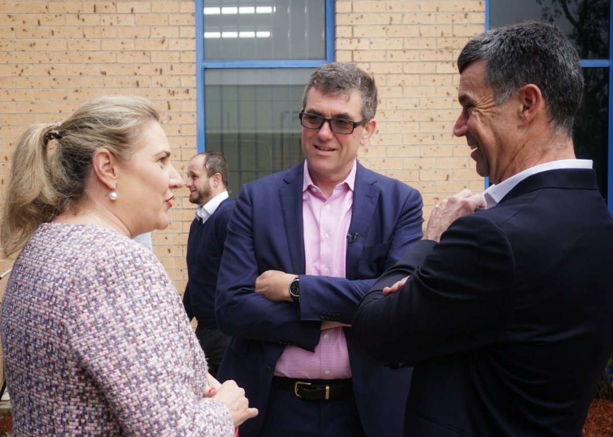 gjbourne's tweet photo. With Senator @hollieahughes and @walkerjd1969 of @BluGlass_Ltd at the formal opening of the Paul Dunnigan Laboratories at our Silverwater facility today. #BluGlassInvests #RPCVD https://t.co/uFUe1e9veT