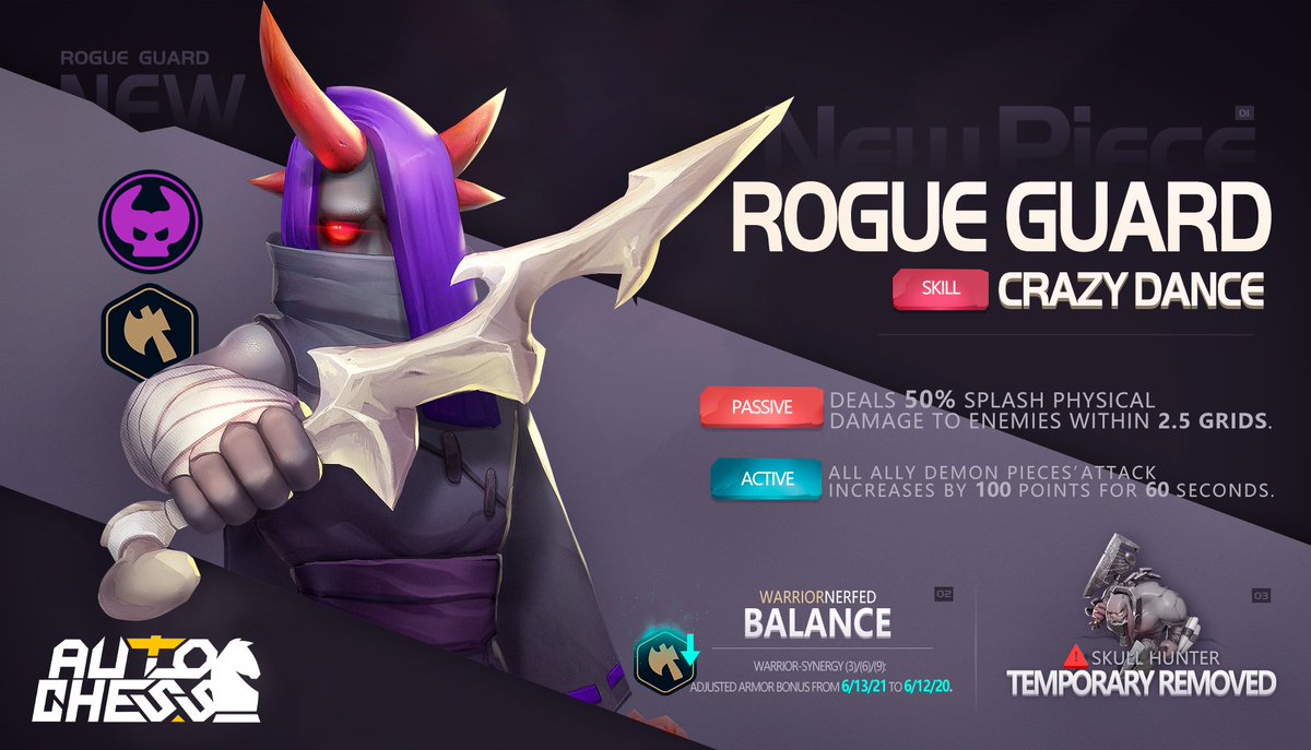AutoChess2019's tweet photo. New patch is coming! Server maintenance at 22:00 UTC! New features, big item changes!

1. Recommended Items: When you drag or select an Item, recommended item will be highlighted
2. Marketplace
3. Time limited Decoration
4. In-game Guidance
5. SUPPORT_A_CREATOR program
#autochess https://t.co/aMqgWxf8F1
