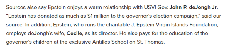 According to an anonymous source from a PageSix story, (so take that for what it's worth) Epstein has donated as much as 1 million dollars to his campaigns.Howard Rubenstein here...The firm where Maggie Haberman's mom works :P