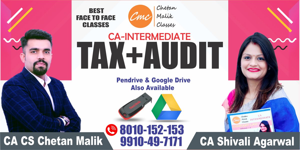 MalikClasses's tweet photo. Best  CA Inter Tax BY CA CS CHETAN MALIK &amp; CA Inter  Audit BY CA SHIVALI AGARWAL !!  
For More Info -:Call us or visit @https://chetanmalikclasses.com
#CA_inter_TAX, #CA_inter_AUDIT, #Best_CA_inter_tax_classes
, #CA_inter_tax_in_delhi, #CA_inter_tax_in_pitampura, #cmc https://t.co/PtEv4yzdhi